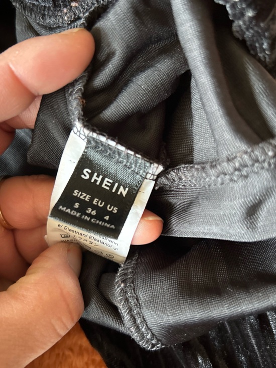 SHEIN Black Velvet Ribbed Flare Trousers - Picture 3 of 3